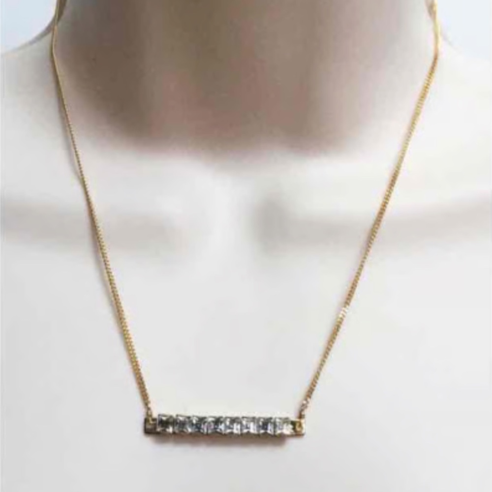 a.v. max new york Dainty Clear Crystal Bar Necklace
